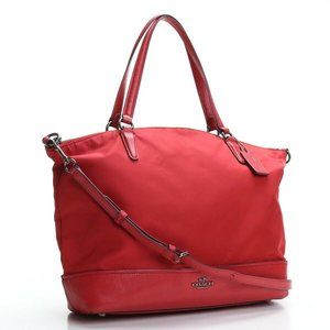 New With Tags Coach Satchel Horizontal Tote Two Way F57902 Nylon Red Womens Bag